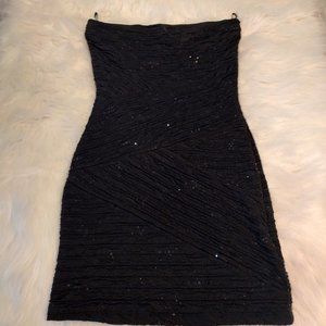 Black sequined strapless mini sz M